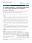 Research paper thumbnail of In vitro antioxidant and antiproliferative activities of plants of the ethnopharmacopeia from northwest of Mexico