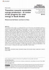 Research paper thumbnail of Transition towards sustainable energy production – A review of the progress for solar energy in Saudi Arabia