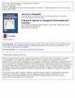 Research paper thumbnail of A Research Agenda for Geospatial Technologies and Learning