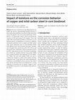 Research paper thumbnail of Impact of moisture on the corrosion behavior of copper and mild carbon steel in corn biodiesel