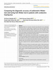 Research paper thumbnail of Comparing the diagnostic accuracy of audiometric Weber test and tuning fork Weber test in patients with conductive hearing loss