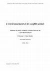 Research paper thumbnail of L'environnement et les conflits armés