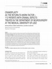 Research paper thumbnail of Cranioplasty as the return-to-work factor - 112 patients with cranial defects treated in the Department of Neurosurgery at the Medical University Of Lodz