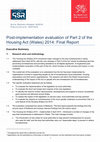 Research paper thumbnail of Post-implementation evaluation of part 2 of the Housing Act (Wales) 2014 : final report