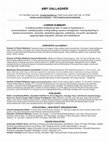 Research paper thumbnail of Amy Gallagher Resume/CV