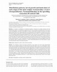 Research paper thumbnail of Patrones de distribución, crecimiento larval y fecha de eclosión de los estados tempranos del mote Normanichthys crockeri (Scorpaeniformes, …