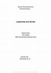 Research paper thumbnail of Research Working Paper Series "Advanced Sociology" Leadership and Gender