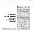 Research paper thumbnail of El estudio de los objetos bajo una perspectiva cultural