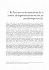 Research paper thumbnail of Réflexions sur le traitement de la notion de représentation sociale en psychologie sociale