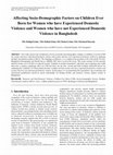 Research paper thumbnail of Affecting Socio-Demographic Factors on Children Ever Born for Women Who Have Experienced Domestic Violence and Women Who Have Not Experienced Domestic Violence in Bangladesh