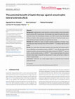 Research paper thumbnail of The potential benefit of leptin therapy against amyotrophic lateral sclerosis (ALS)