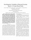 Research paper thumbnail of An Exploratory Study on Sociolinguistic Variation of Russian Everyday Speech