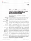 Research paper thumbnail of Differential Effects of Camel Milk on Insulin Receptor Signaling – Toward Understanding the Insulin-Like Properties of Camel Milk