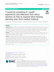 Research paper thumbnail of “I would do something if I could!”: experiences and reflections from ethics teachers on how to respond when hearing alarming cases from medical students