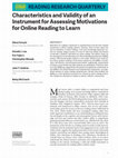 Research paper thumbnail of Characteristics and Validity of an Instrument for Assessing Motivations for Online Reading to Learn