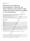 Research paper thumbnail of Optimizing factors influencing micropropagation of ‘Bluecrop’ and ‘Biloxi’ blueberries and evaluation of their morpho-physiological characteristics during ex vitro acclimatization