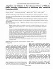 Research paper thumbnail of Adaptation and Validation of the Indonesian Version of Attitudes toward Sexuality Questionnaire in Individuals with Intellectual Disability (ASQ-ID)