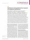 Research paper thumbnail of Definitions and guidelines for research on antibiotic persistence