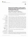 Research paper thumbnail of Reduced Fractalkine Levels Lead to Striatal Synaptic Plasticity Deficits in Huntington’s Disease