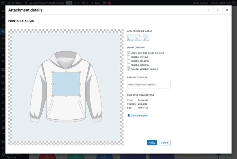 WooCommerce Live Preview Printable Areas