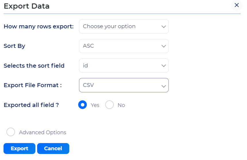 Response managment export data. Bit form