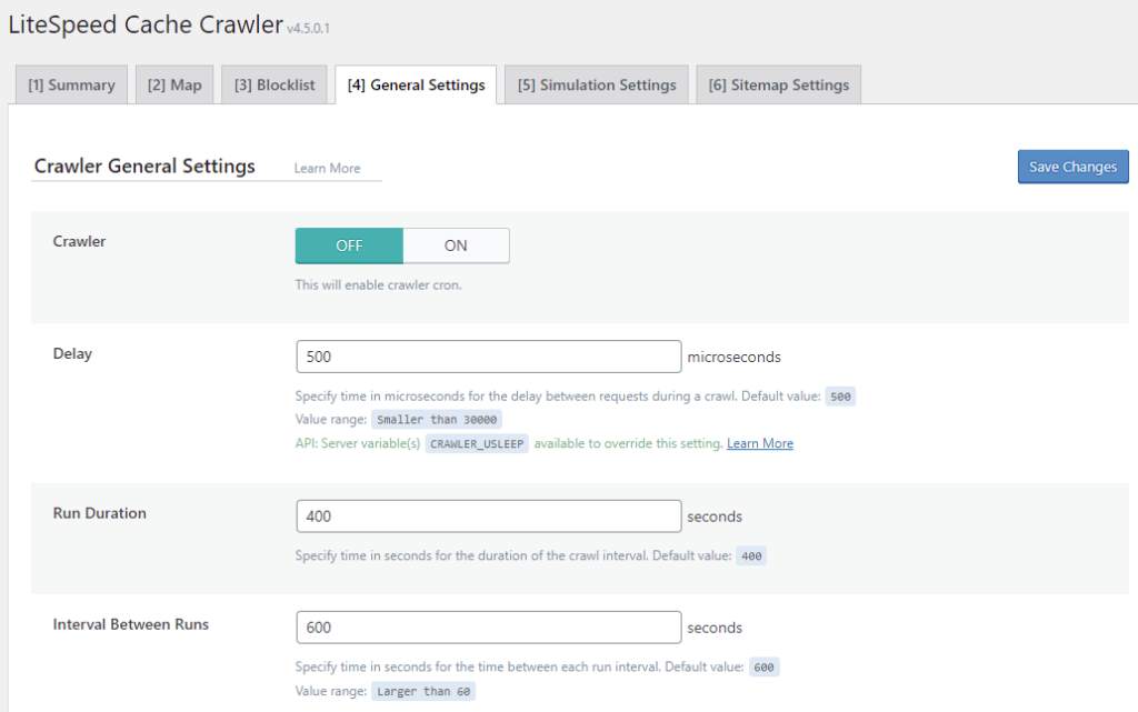 LSCache for WordPress Crawler General Settings