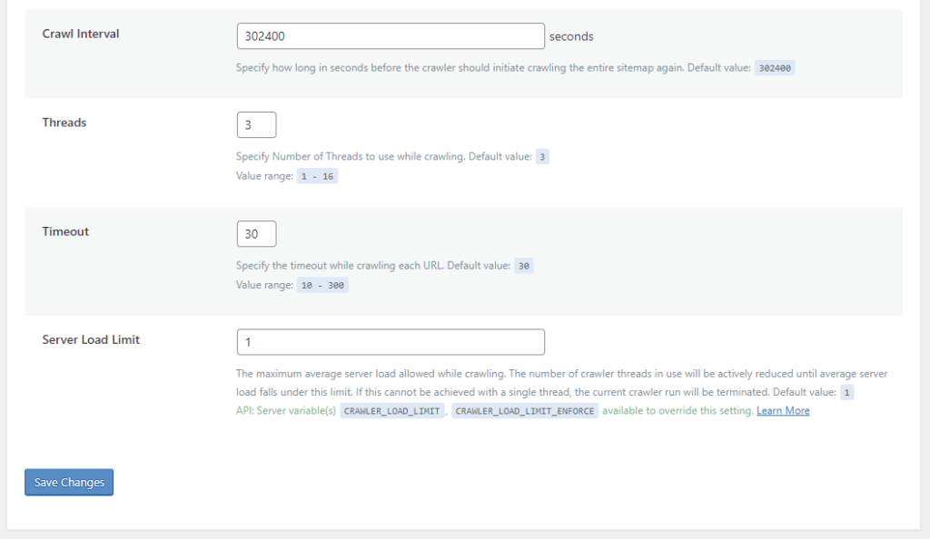 LSCache for WordPress Crawler General Settings