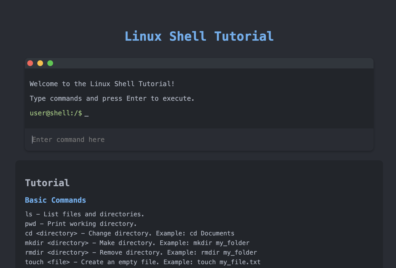 Linux Command Tutorial screenshot