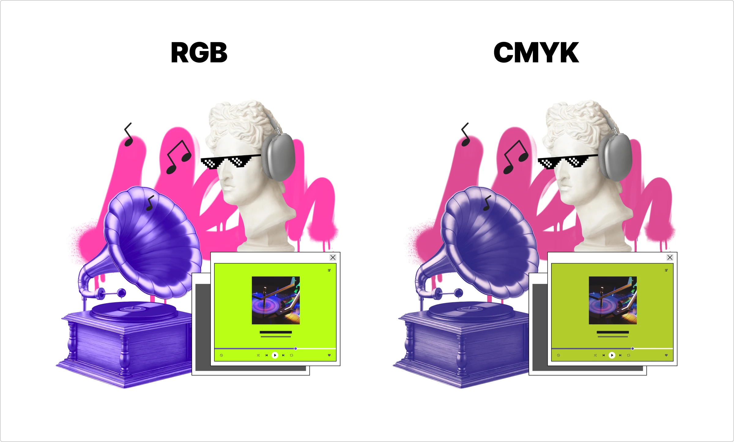 digital illustrations in cmyk and rgb