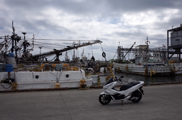 片貝漁港とPCX150
