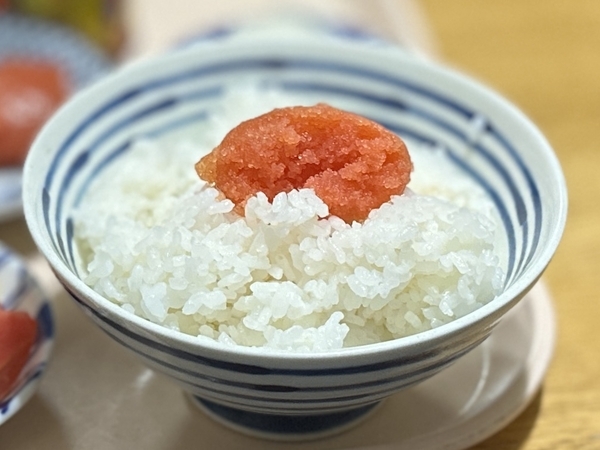 明太子をご飯にオン