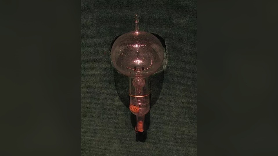 An original Edison light bulb from 1879 from Thomas Edison's shop in Menlo Park, New Jersey.