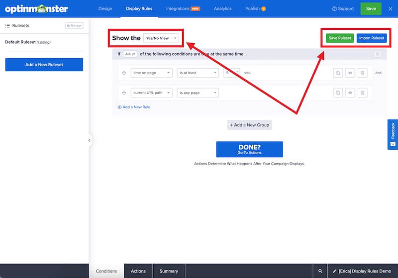 Configure the conditions for your Ruleset.