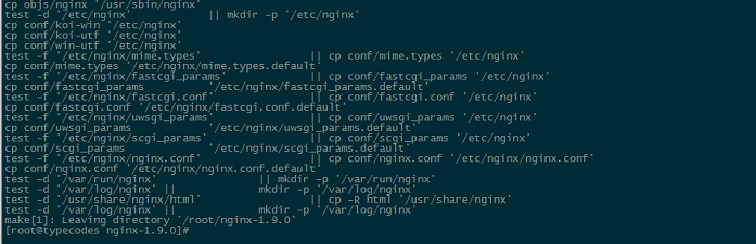 Nginx编译时make install执行结果
