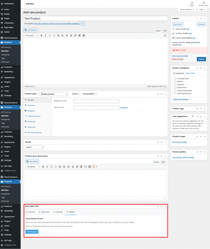 this is a screenshot of WooCommerce + Rank Math