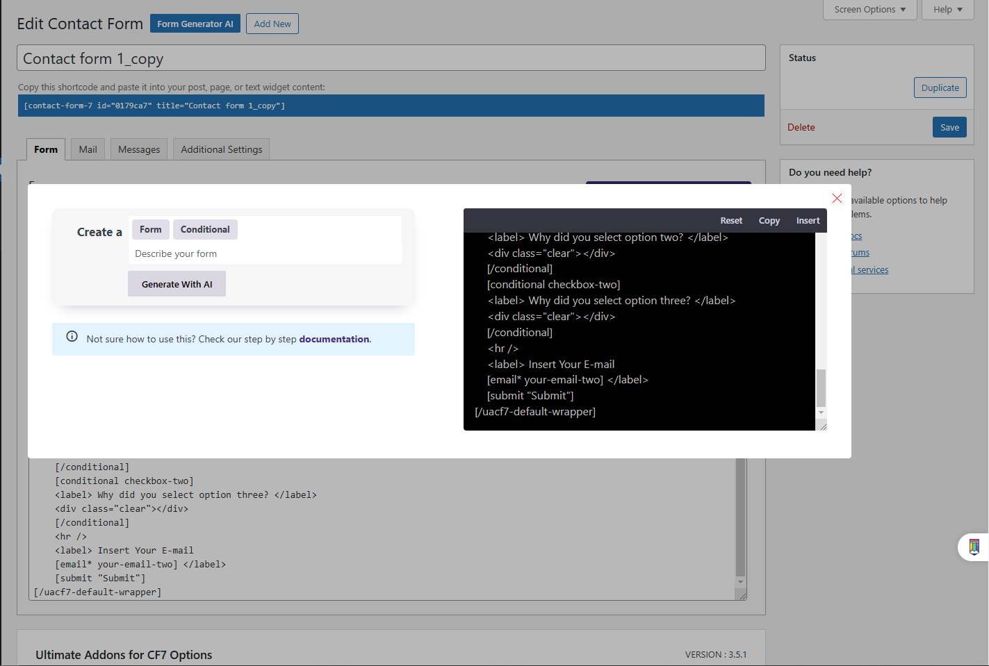 Screenshot 1 | Ultra Addons for Contact Form 7