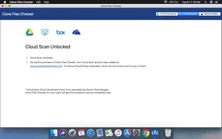 Cloud Duplicate File Finder screen of  CFC in MAC OS