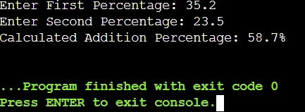 Output To Add Percentages In Java