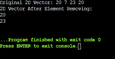 Use Of The Pop_back() Method Output