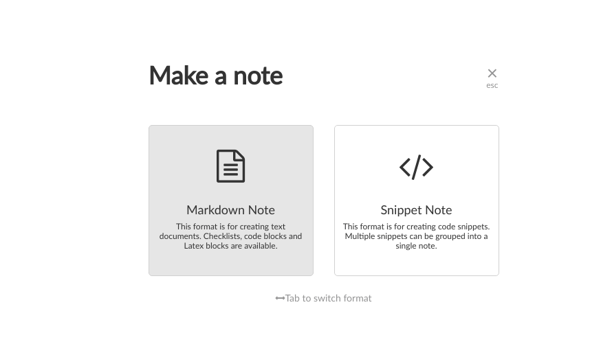 boostnote create new doc markdown