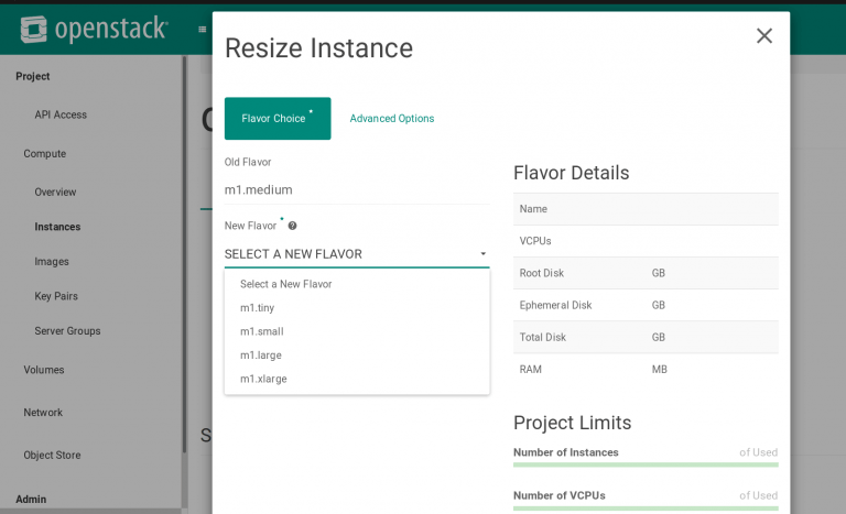 openstack resize instance