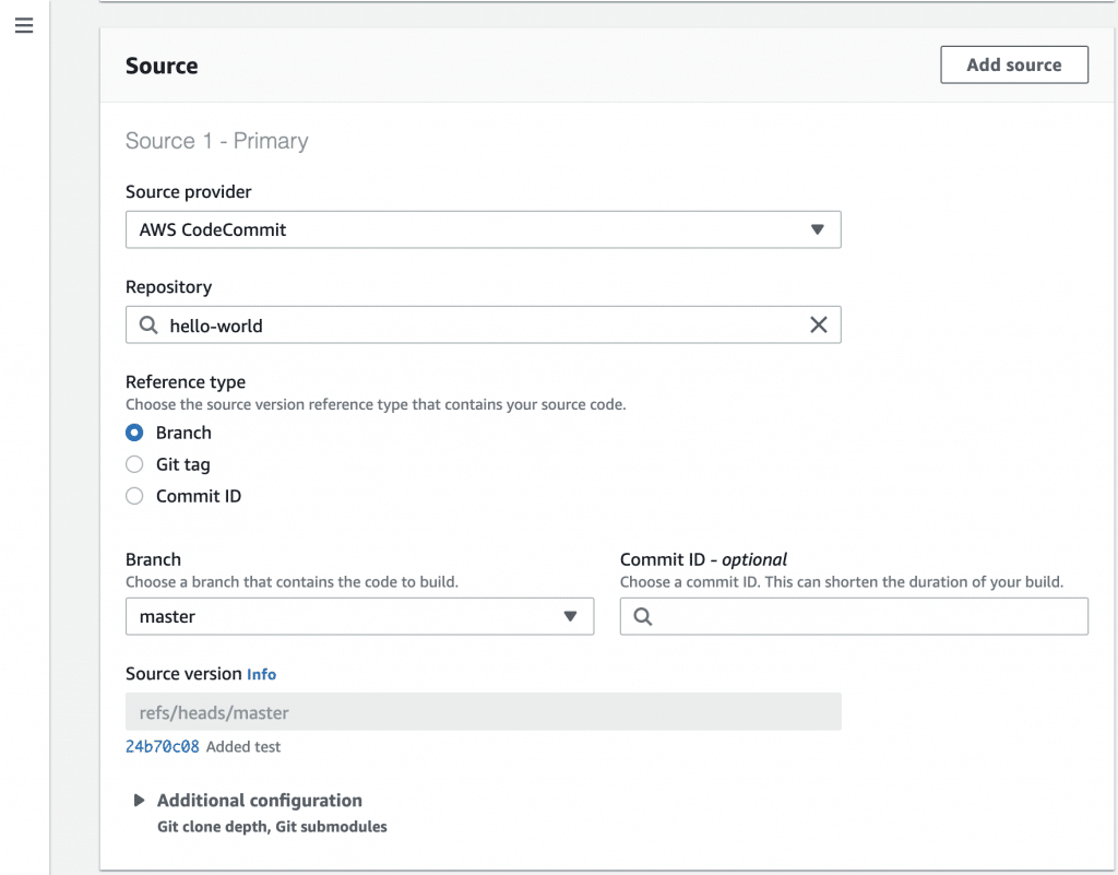 CodeBuild Project Source