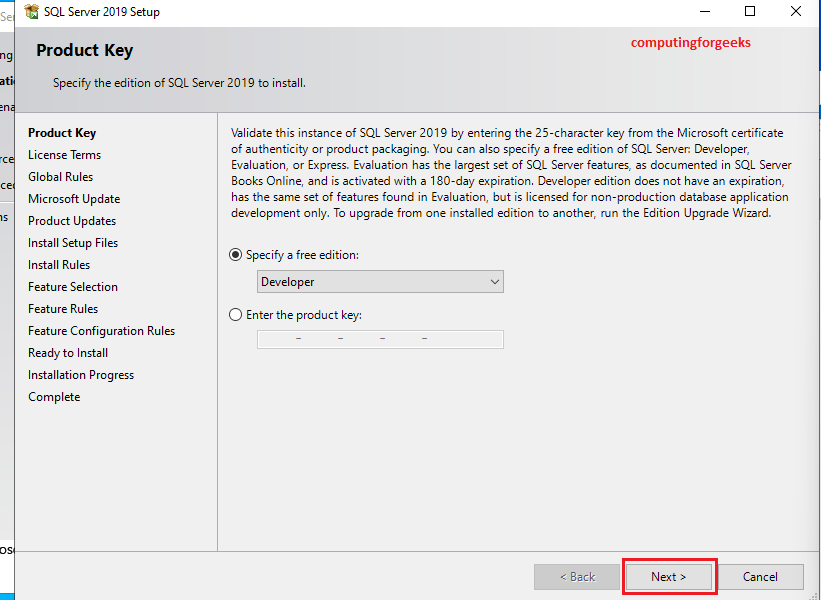 sqlserver2019 Choose edition 9