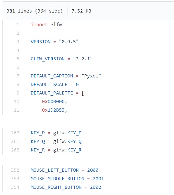 Pyxelのキー定義リスト