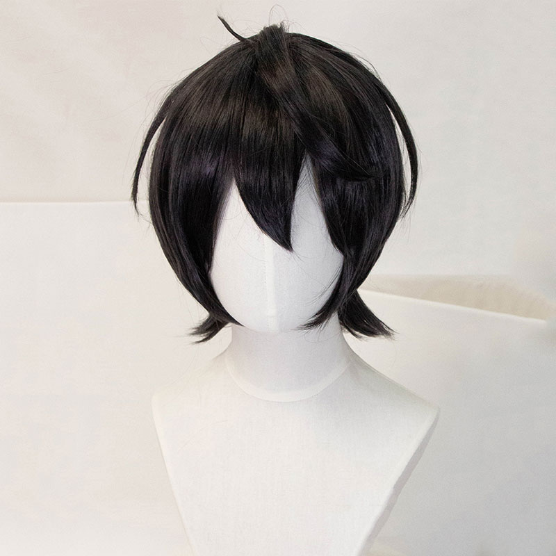 あんさんぶるスターズ! Ensemble Stars!　朔間凛月（さくまりつ） 短髪　あほ毛付き　特製髪形　コスプレ　ウイッグ　黒髪　