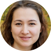 Satisfied LIM Lessons language learner with wavy hair