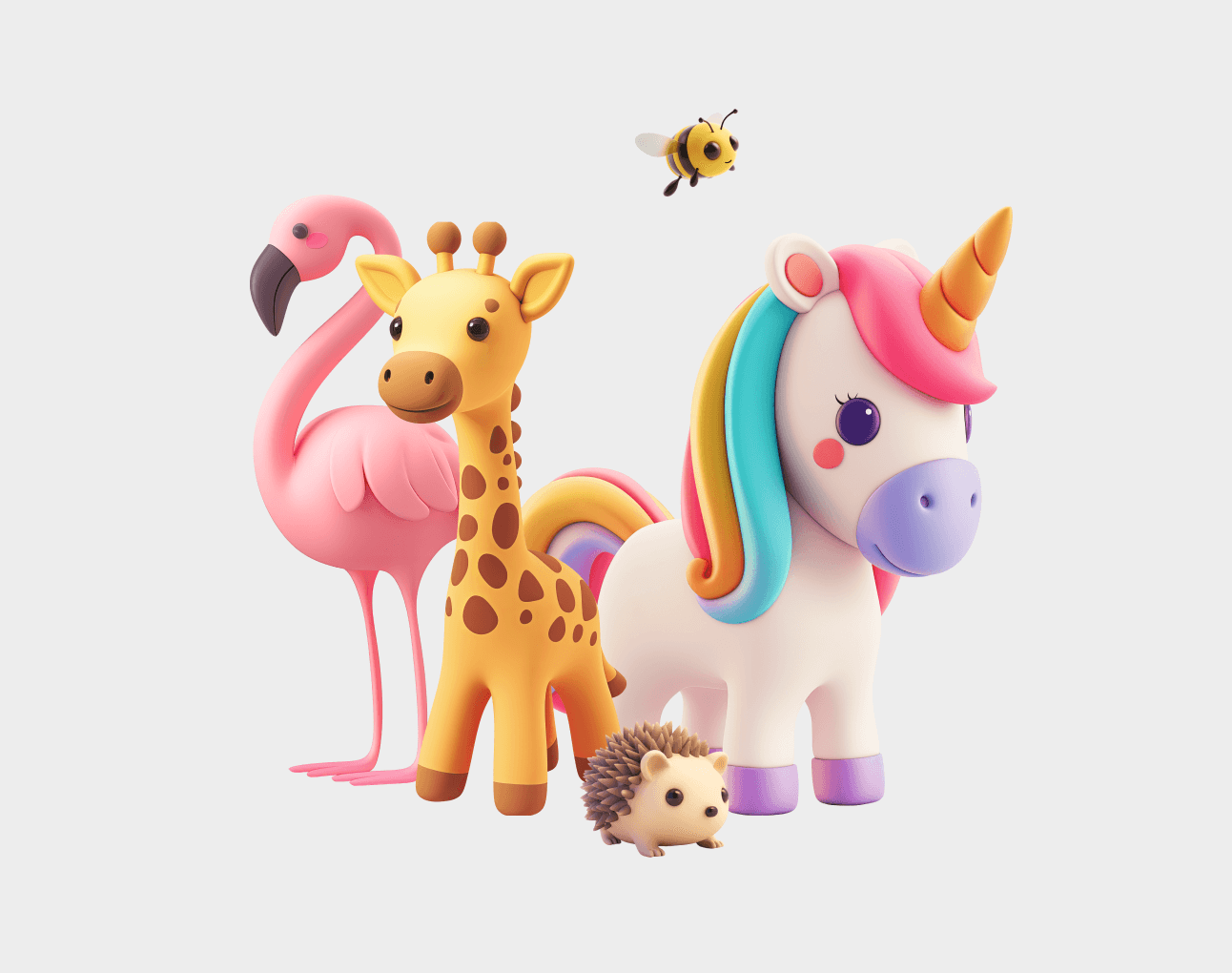 cute animals 3d illustrations