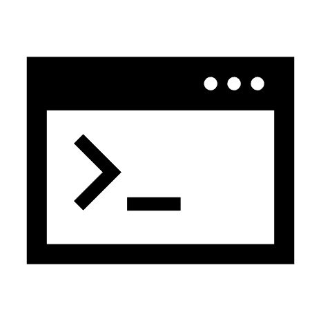 Das Icon zeigt ein offenes Computerfenster mit dem Zeichen für Programmierung darin.