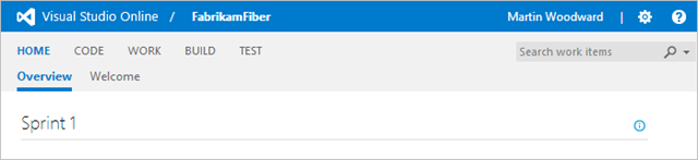 Project home page showing Welcome tab