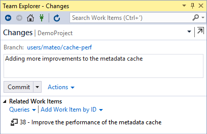 Related work items in Visual Studio